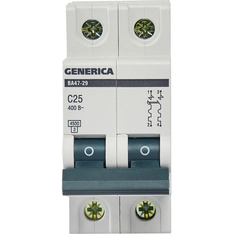 Автоматический выключатель Generica ВА47-29 2P C25 А 4.5 кА