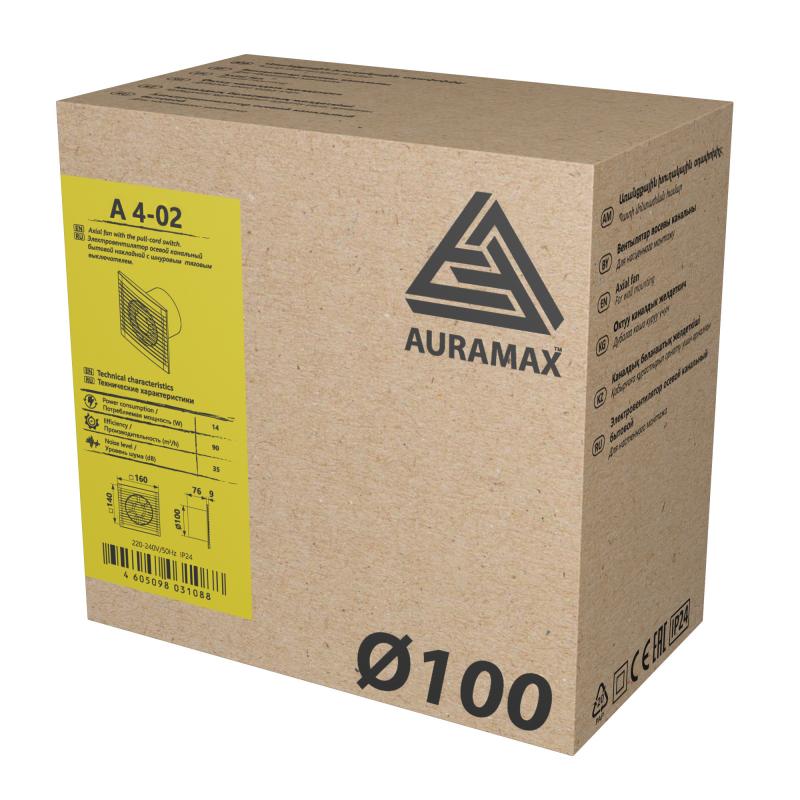 Осьтік тартпа желдеткіші Auramax A 4-02 D100 мм 35 дБ 100 м3/ч  түсі ақ