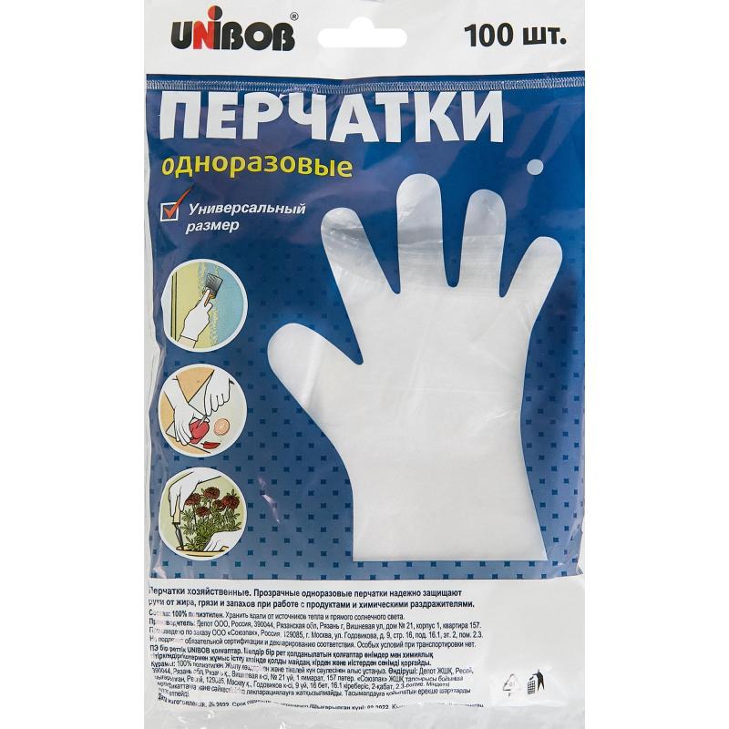 Перчатки одноразовые Unibob полиэтилен 100 шт