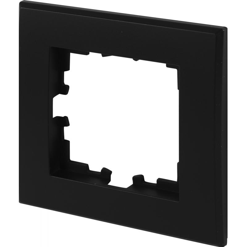 Рамка для розеток и выключателей Lexman Виктория плоская 1 пост цвет чёрный бархат матовый