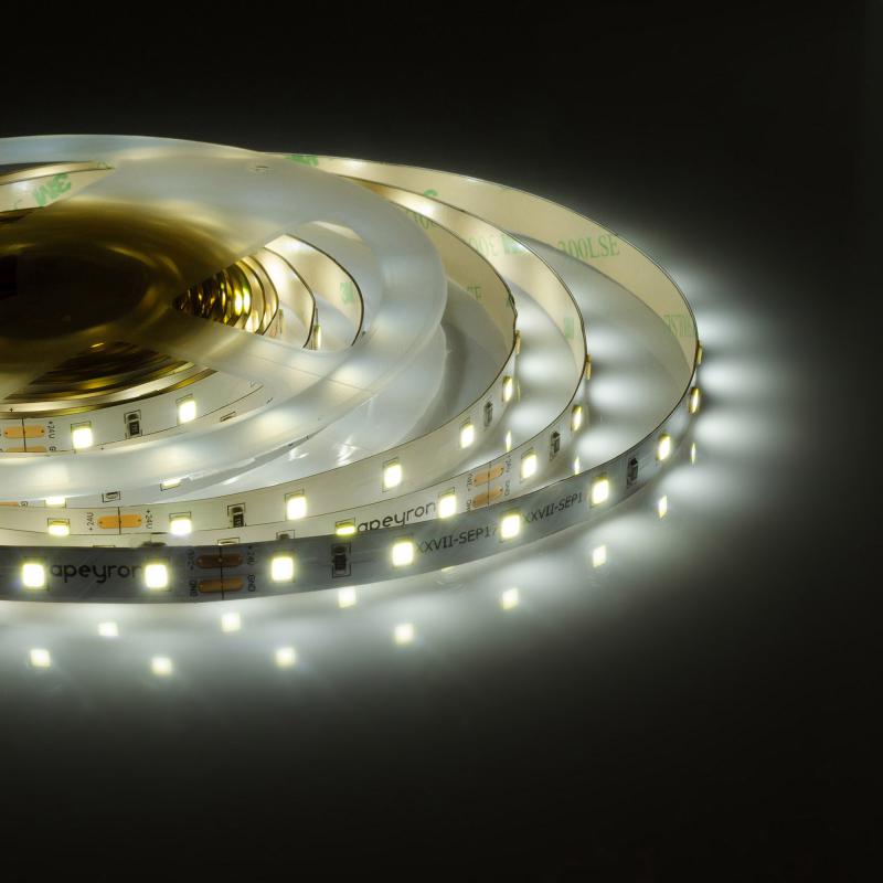 Светодиодная лента контурной подсветки Apeyron 3528 5 Вт/м 24 В 8 мм IP20 10 м холодный белый свет