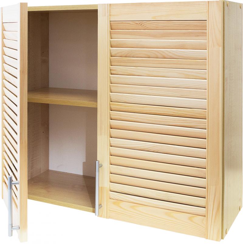 Шкаф навесной «Сосна жалюзи Мо» с фасадом 68х80 см, хвоя/ЛДСП, цвет сосна