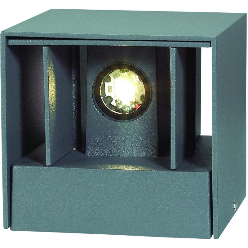 Светильник фасадный светодиодный уличный Kaimas 357402 IP54, куб, цвет тёмно-серый