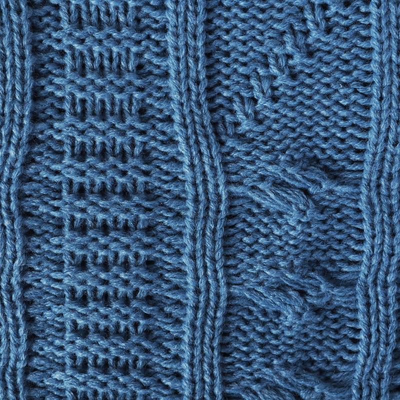 Плед вязаный «Косичка», 180х200, акрил, цвет синий