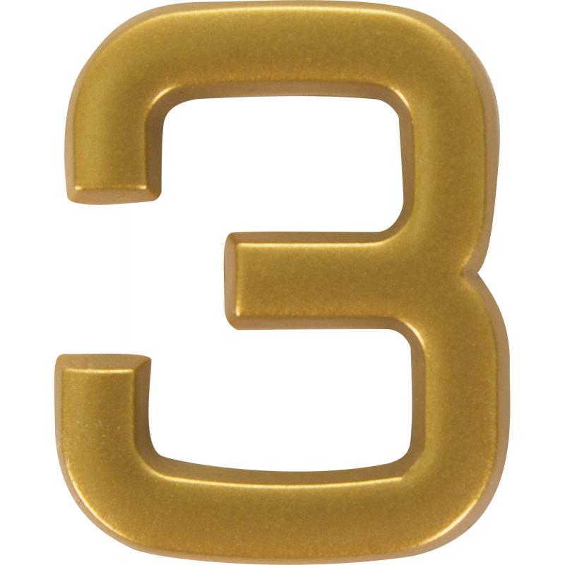 Цифра «3» самоклеящаяся 40х32 мм пластик цвет матовое золото