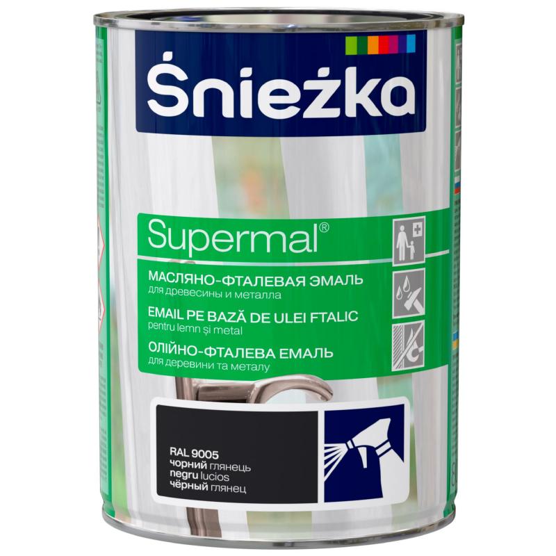 Эмаль Sniezka Supermal күңгірт RAL9005 түсі қара 0.8 л
