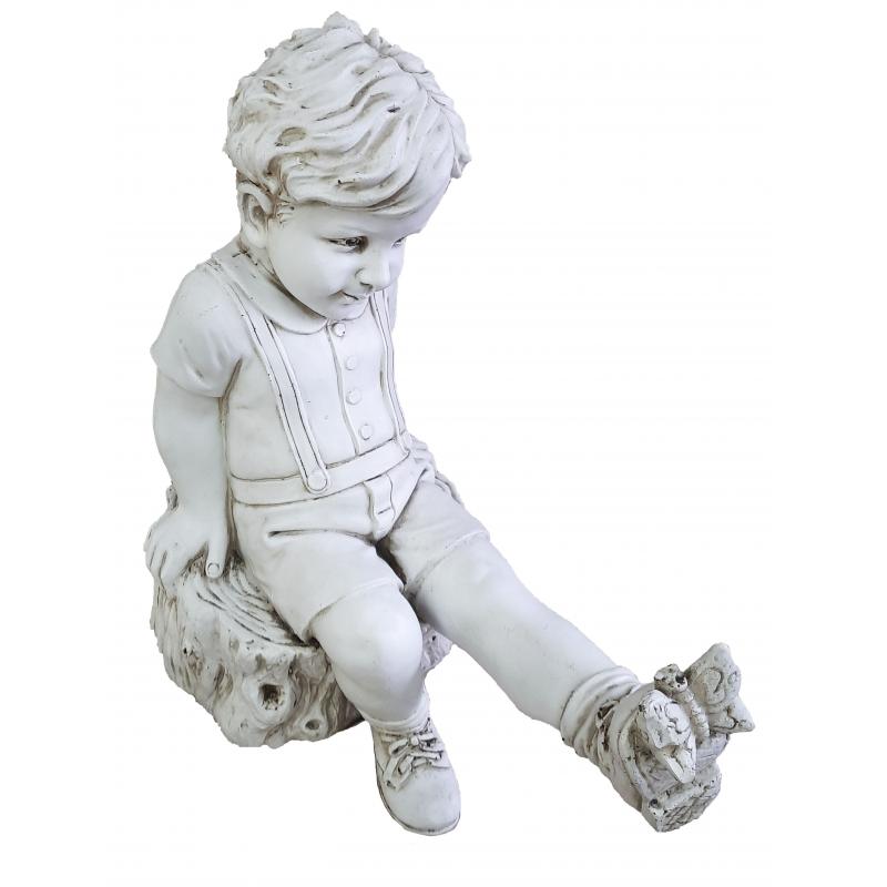 Фигура садовая «Мальчик на пне» высота 47 см