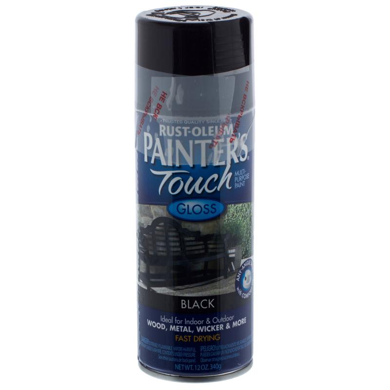 Краска аэрозольная Paint Touch глянцевая цвет чёрный 340 г