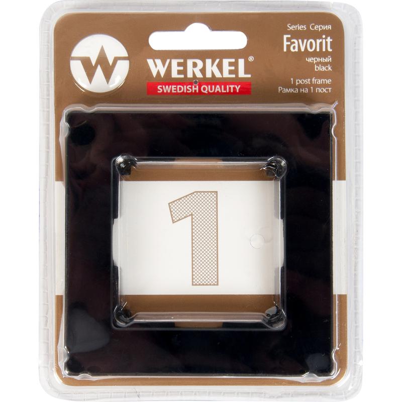 Рамка для розеток и выключателей Werkel Favorit 1 пост стекло цвет чёрный