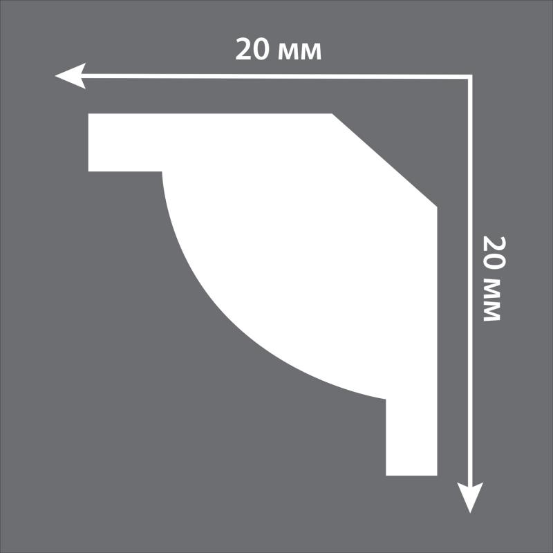 Плинтус төбелік полистирол соққыға төзімді Decomaster D132 ақ 20х20х2000 мм