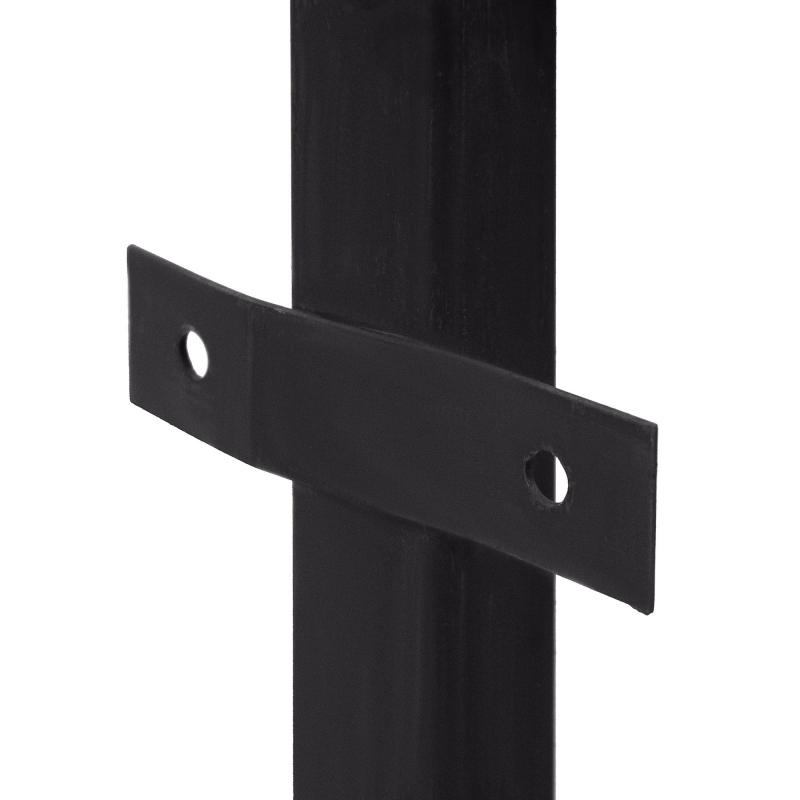 Столб для забора с планкой (ушами), высота 2.4 м, 40х40, цвет чёрный
