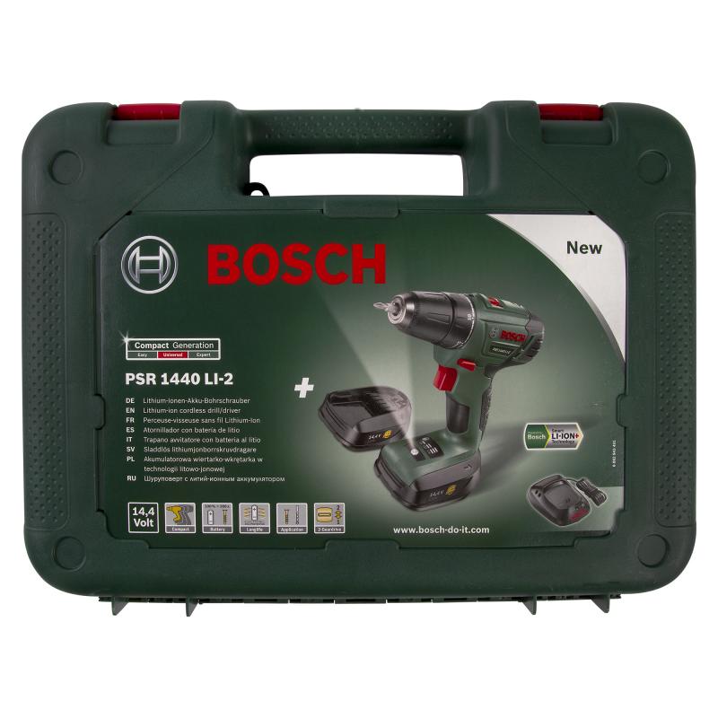 Дрель-шуруповерт аккумуляторная Bosch PSR 1440 LI-2, 14.4 В Li-ion 2х1.5 Ач