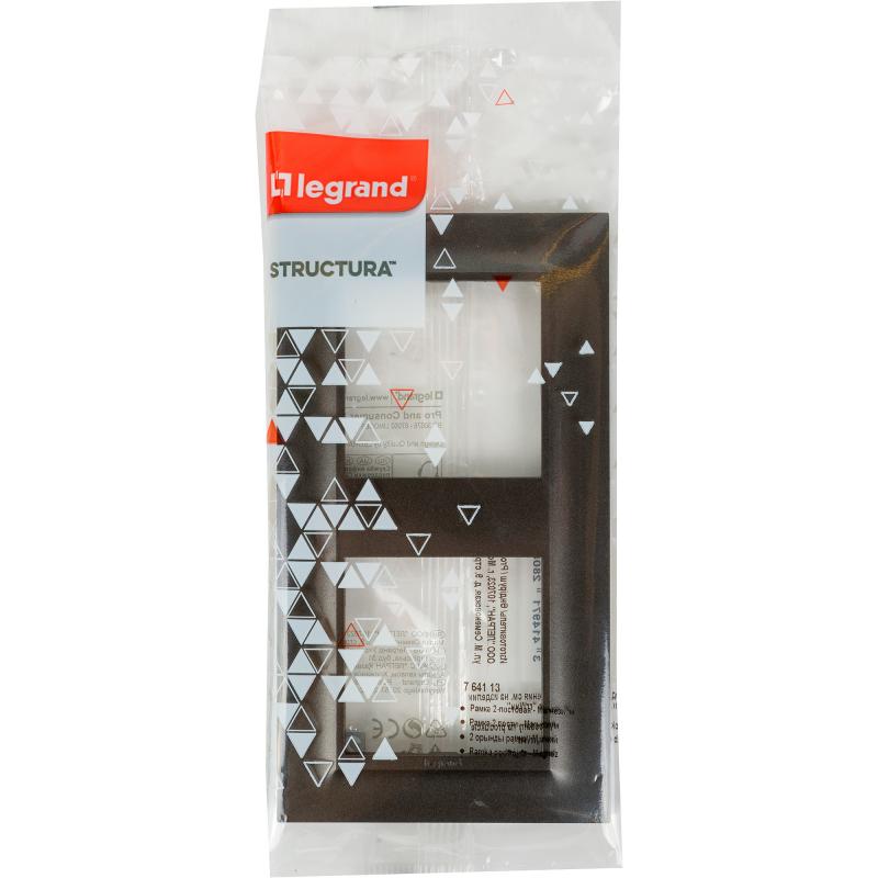 Рамка для розеток и выключателей Legrand Structura 2 поста, цвет магнезиум