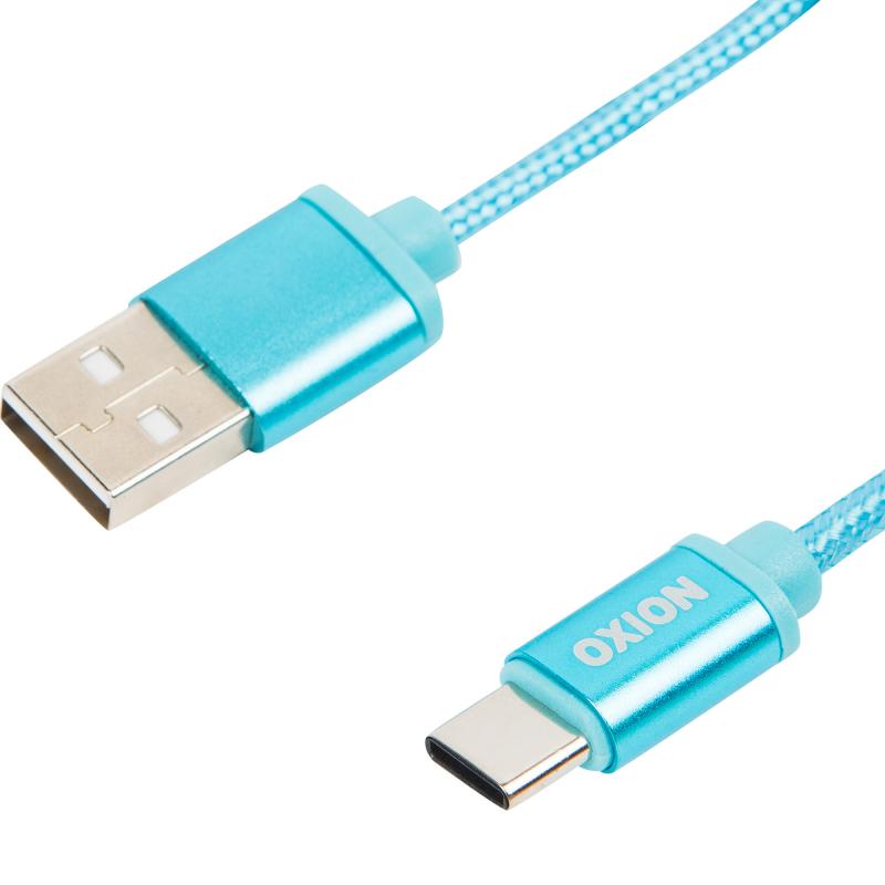 Кабель Oxion USB-Type-C 1.3 м 2 A түсі көк