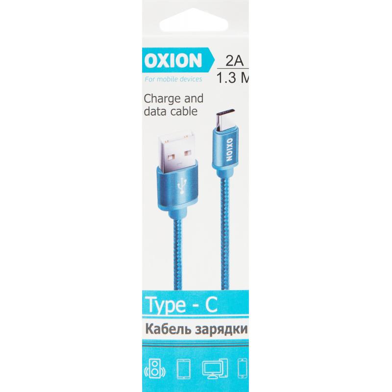 Кабель Oxion USB-Type-C 1.3 м 2 A түсі көк