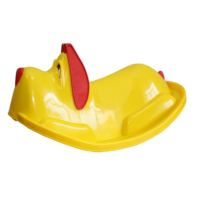 Качели-качалка детские Собачка пластик желтый