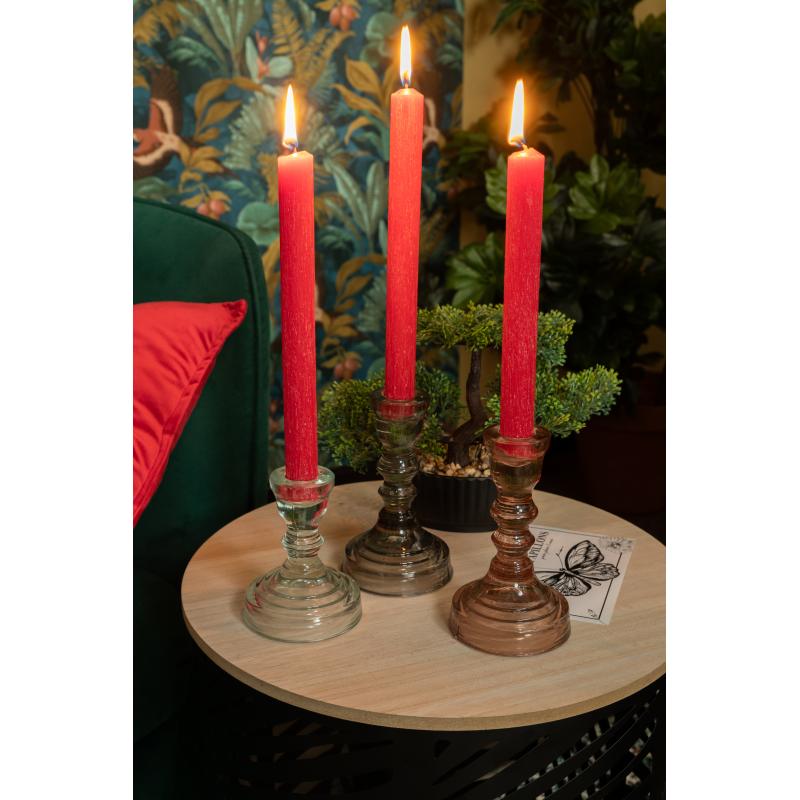 Набор свечей столовых «Рустик» 25 см цвет бордовый 4 шт.