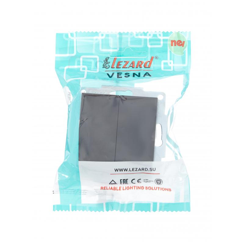 Выключатель встраиваемый Lezard Vesna 742-4288-101 1 клавиша цвет матовый черный