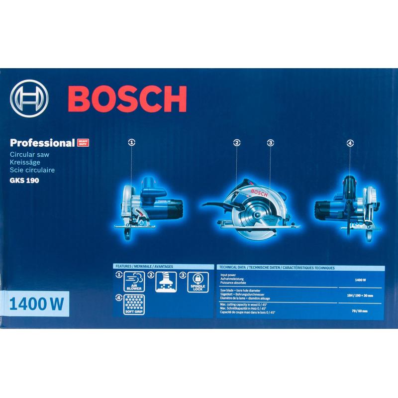 Шырайналма ара Bosch GKS 190, 0601623000, 1400 Вт, 190 мм