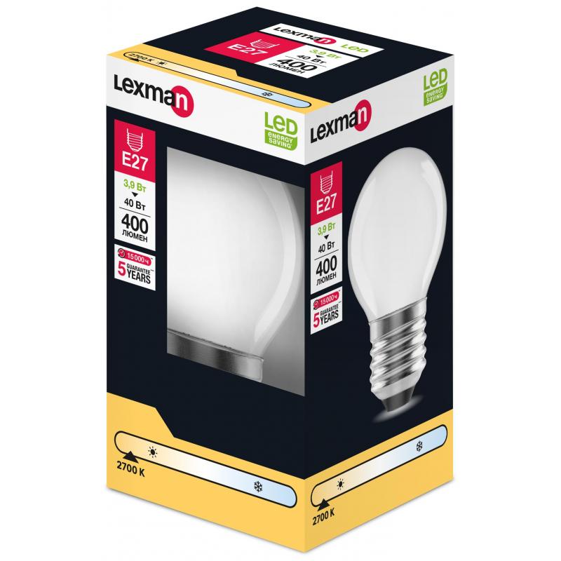Лампа светодиодная Lexman E27 220-240 В 4 Вт шар матовая 400 лм теплый белый свет
