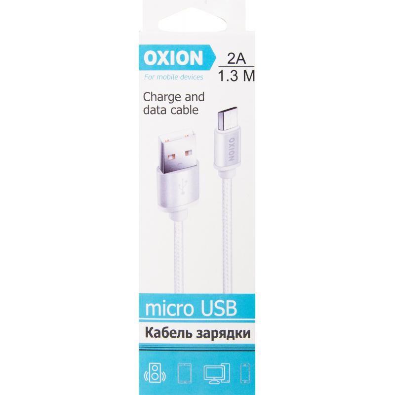 Кабель Oxion USB-micro USB 1.3 м 2 A түсі ақ