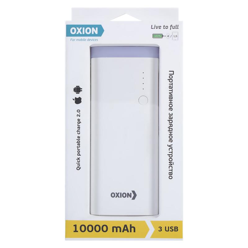 Внешний аккумулятор Oxion OPB-1010 10000 мАч цвет белый