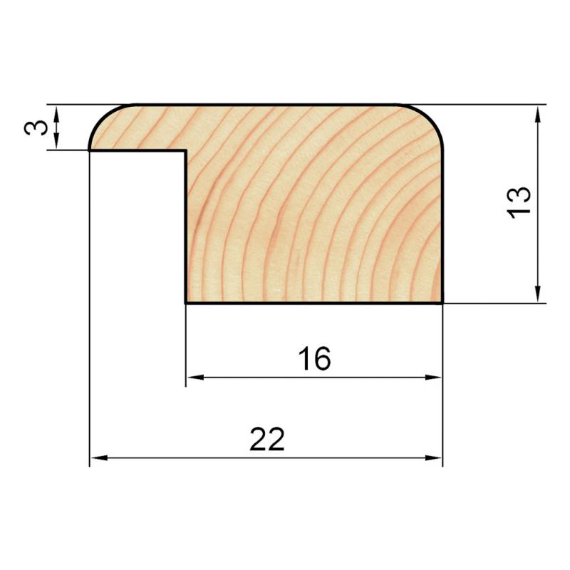 Багетный погонаж деревянный сращенный 13х22х1000 мм Сосна Экстра