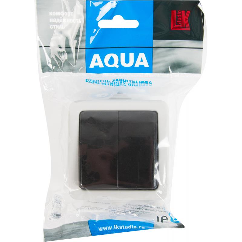 Переключатель накладной влагозащищенный LK Studio Aqua 2 клавиши IP54 цвет серый