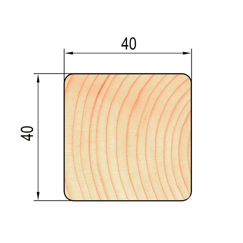 Декоративный брусок сращенный 40х40х3000 мм хвоя сорт Экстра прямой с фаской угла