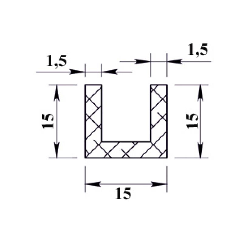 Профиль алюминиевый П-образный 15х15х15х1.5x2000 мм