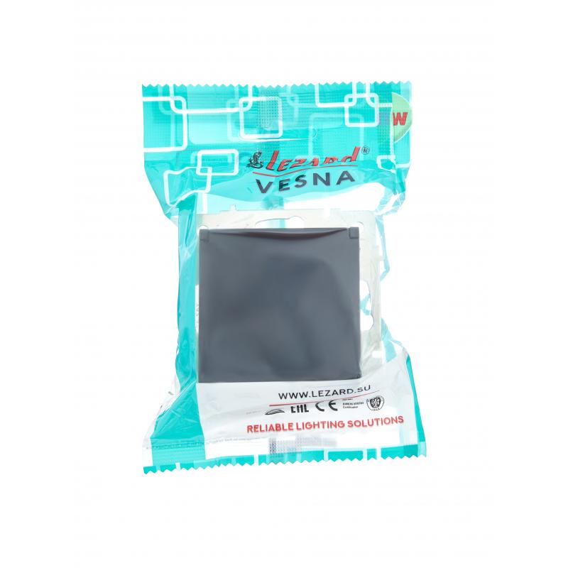 Розетка встраиваемая Lezard Vesna 742-4288-123B с заземлением с крышкой цвет черный