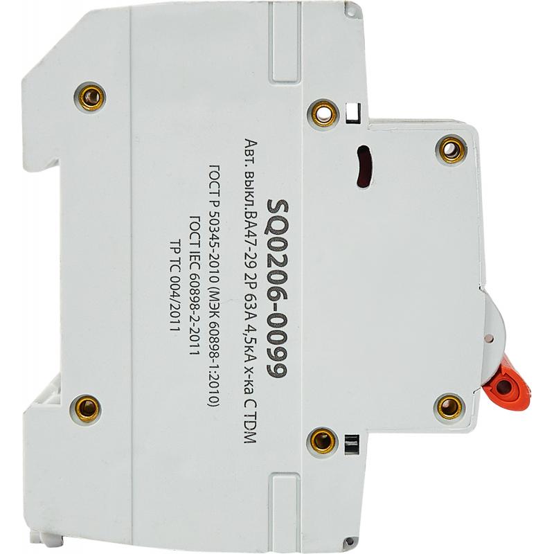 Автоматический выключатель Tdm Electric ВА47-29 2P C63 А 6 кА SQ0206-0099