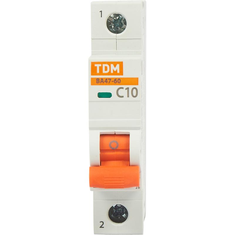 Автоматический выключатель TDM Electric ВА47-60 1P C10 А 6 кА SQ0223-0075