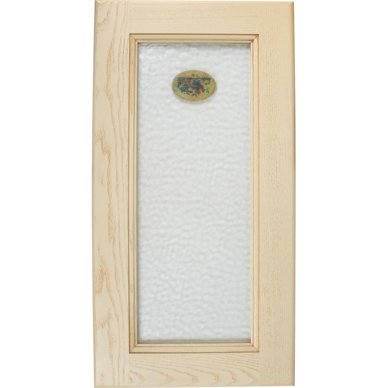 Дверь со стеклом для шкафа Delinia ID Невель 39.7x76.5 см массив ясеня цвет кремовый