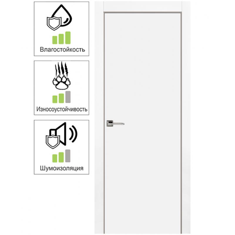 Дверь межкомнатная Гладкая глухая эмаль цвет белый 60x200 см (с замком в комплекте)