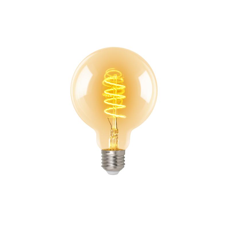 Лампа светодиодная филаментная Volpe G95 E27 220 В 5 Вт шар прозрачный с золотистым напылением 470 лм, теплый белый свет
