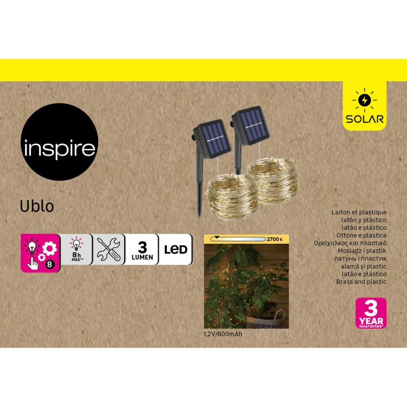 Набор гирлянд светодиодных Inspire "Ublo" на солнечных батареях 12 м цвет серый