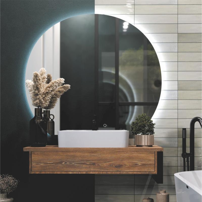Зеркало для ванной Эклипс с подсветкой 97x110 см цвет серебро