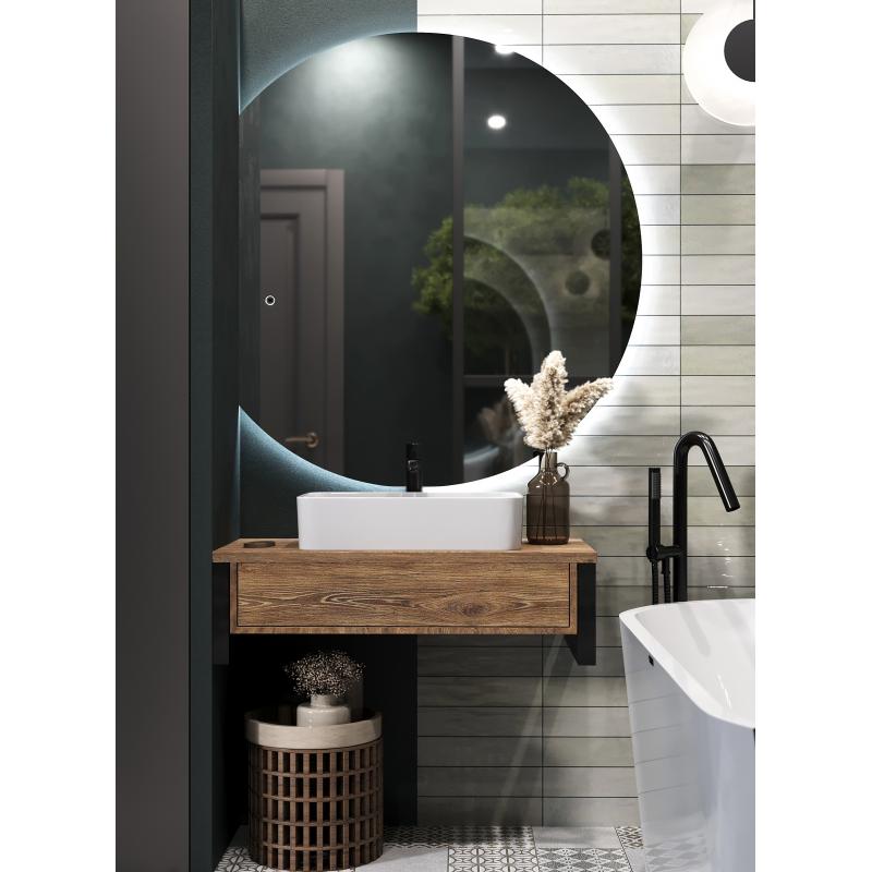 Зеркало для ванной Omega Glass Эклипс SD46 с подсветкой 97x110 см 1/2 круга