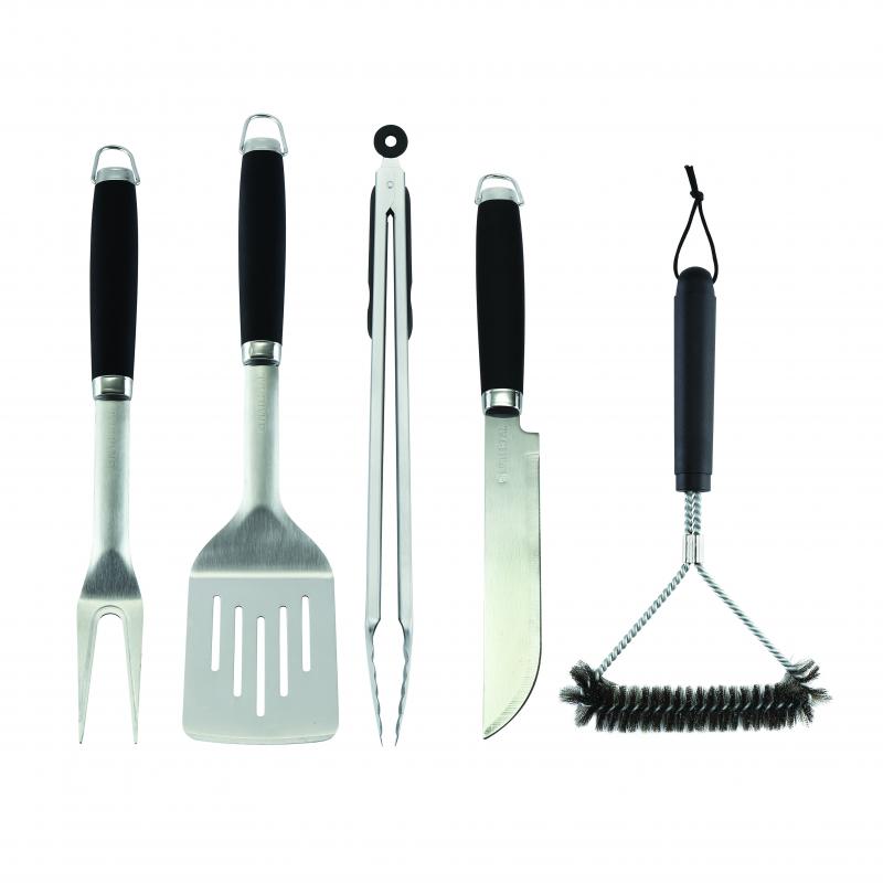 Набор для барбекю Naterial Beta нержавеющая сталь: щипцы, вилка, нож, лопатка, щетка для чистки