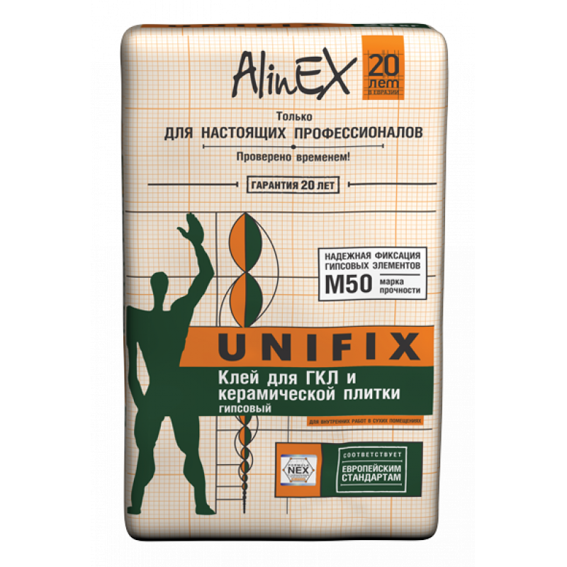 Клей гипсовый монтажный AlinEx Unifix 25 кг
