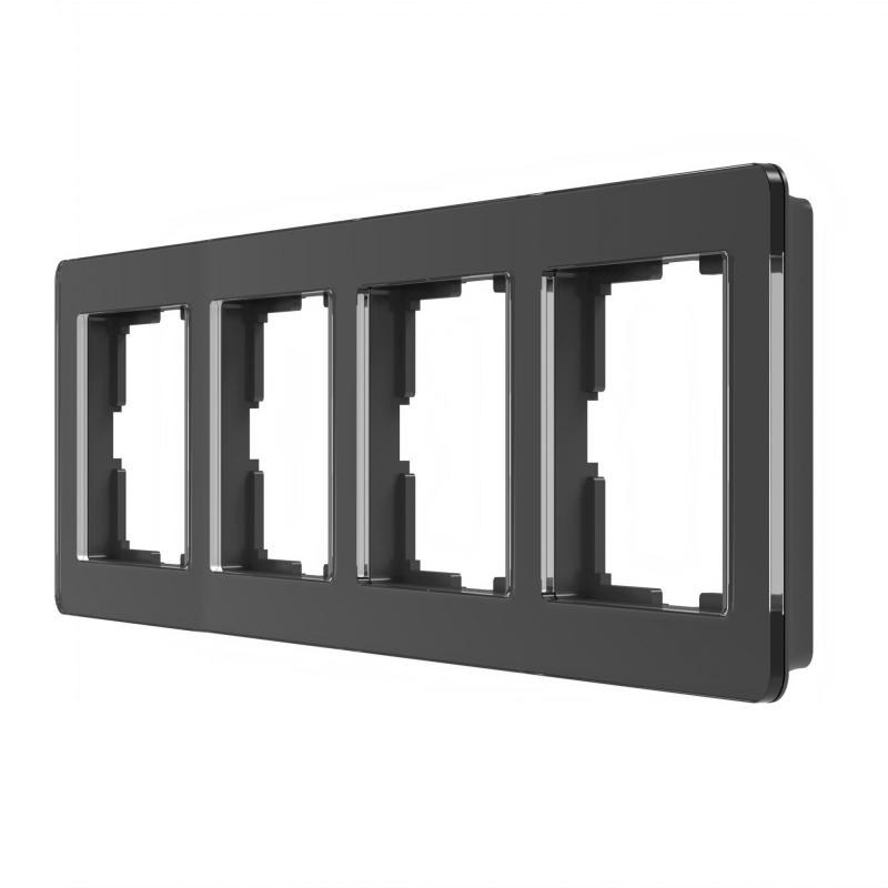 Рамка для розеток и выключателей Werkel W0042708 4 поста цвет черный