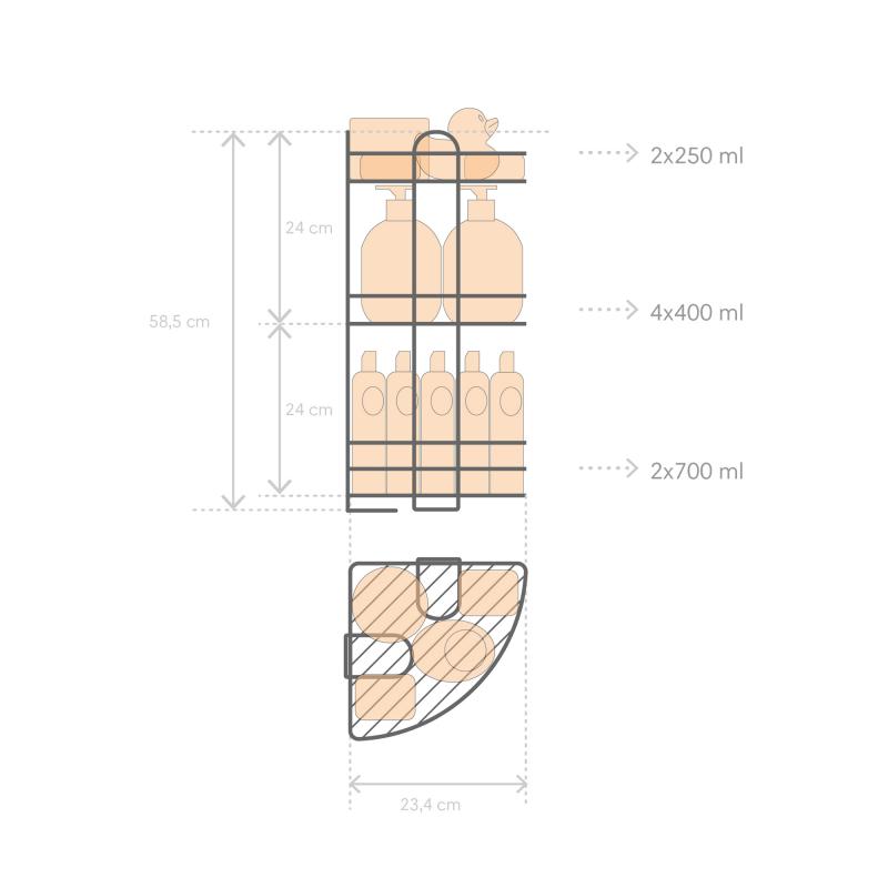 Полка для ванной ЧМЗ Лидер 501-006-02 угловая трехъярусная 22.5х22.5х58 см цвет хром