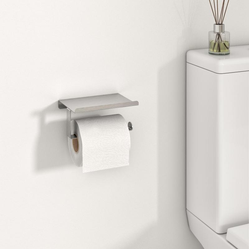 Держатель для туалетной бумаги LOFT/MIA с полочкой для телефона цвет хром