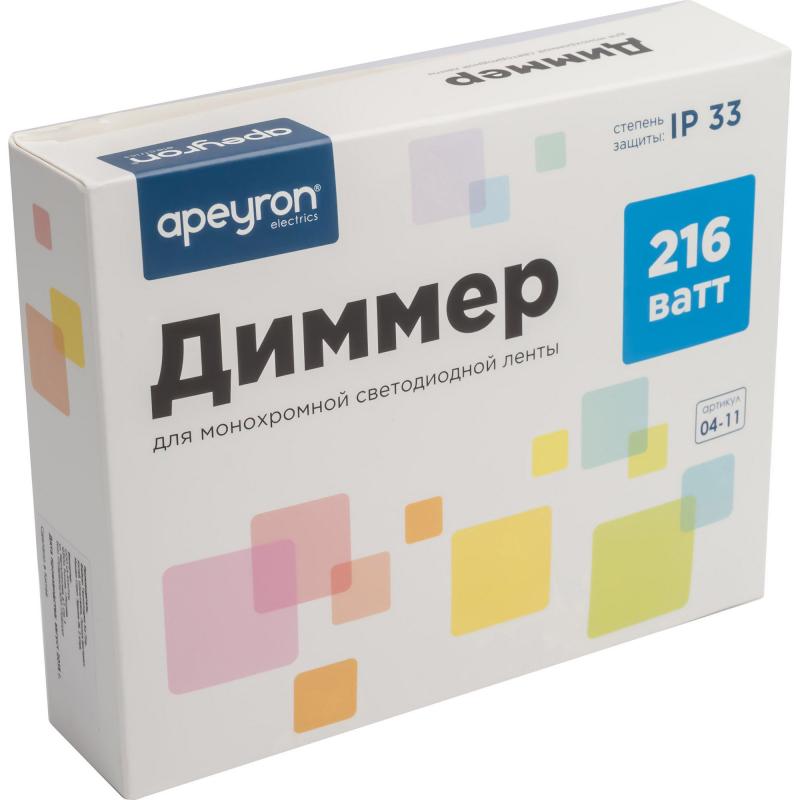 Диммер монохромды жарықдиодты жолаққа арналған 04-11, 12-24 В, 216 Вт, сенсорлы пульт IP33