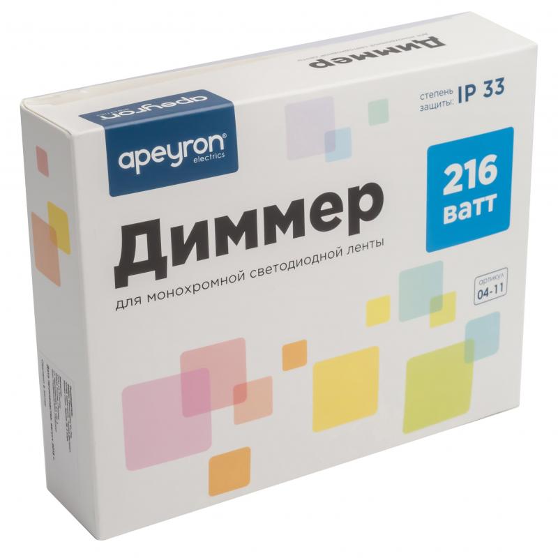 Диммер монохромды жарықдиодты жолаққа арналған 04-11, 12-24 В, 216 Вт, сенсорлы пульт IP33