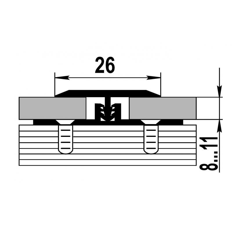 Порог Т-образный Floorexpert 26x1800 мм, цвет шампань