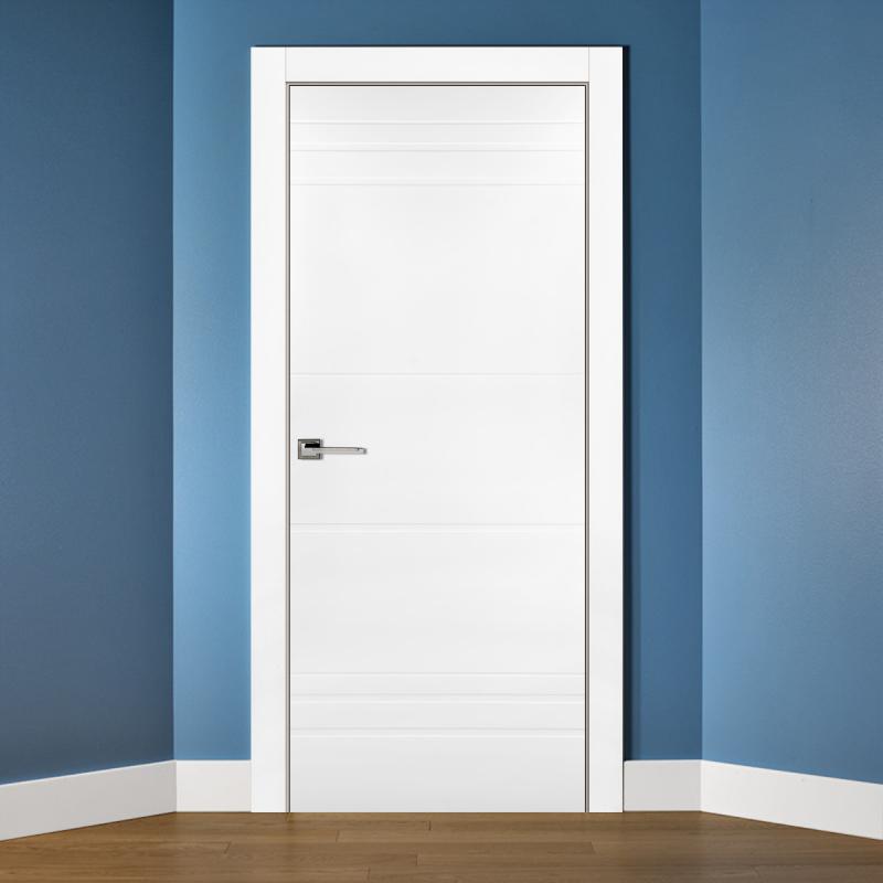 Дверь межкомнатная Рива глухая эмаль цвет белый 80x200 см (с замком)
