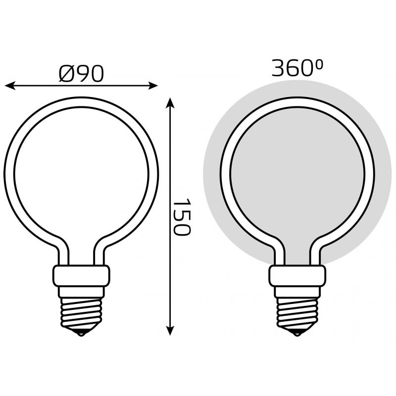 Лампа светодиодная Gauss Bulbless G95 E27 230 В 4 Вт круг декоративный 390 лм, тёплый белый свет