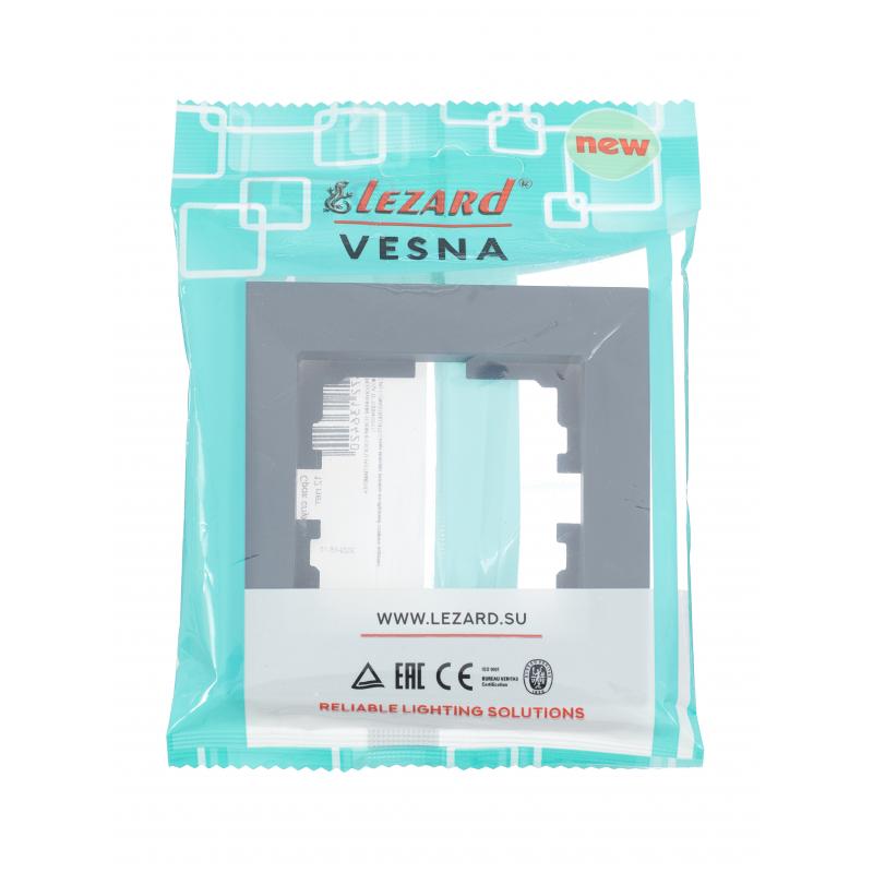 Рамка для розеток и выключателей Lezard Vesna 742-3400-146 1 пост цвет графит